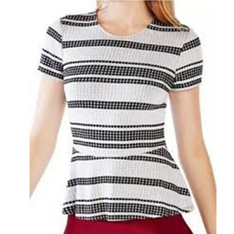 Image for Women's Striped Peplum Top,Grey/Black