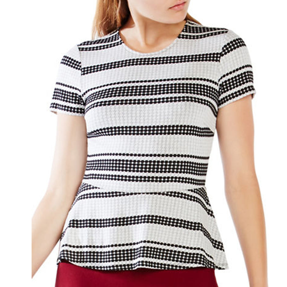 Black and white striped 2025 peplum top