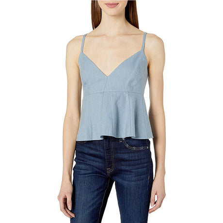 Image for Women's Cropped Peplum Top,Blue Grey
