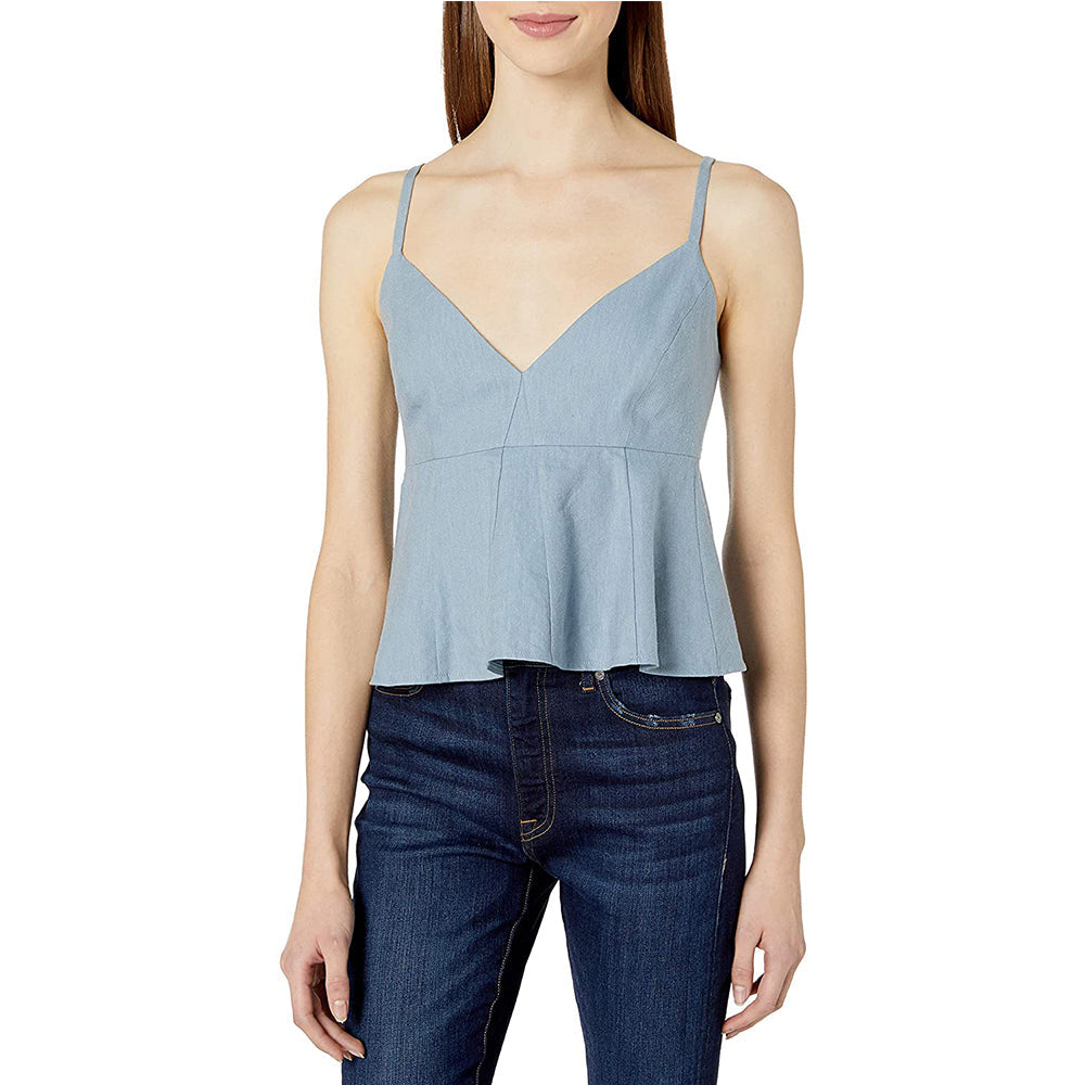 Image for Women's Cropped Peplum Top,Blue Grey