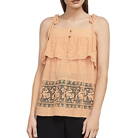 Image for Women's Embroidered Lace Tank Top,Pink Sand
