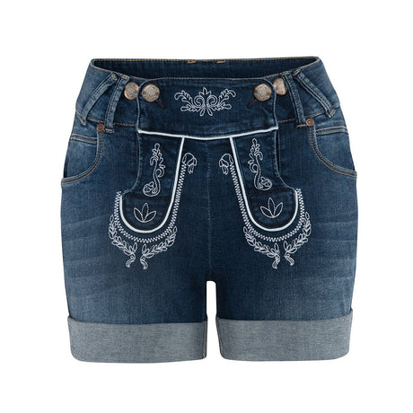 Image for Women's Embroidered Denim Short,Dark Blue