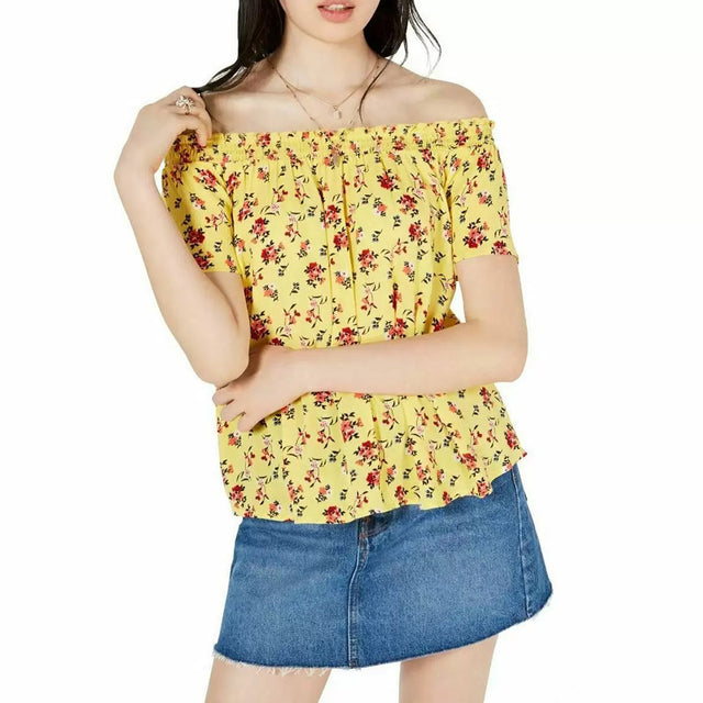 Image for Women's Smocked Floral Top,Yellow