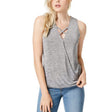 Image for Women's Faux Wrap Criss-cross Front Tank Top,Silver
