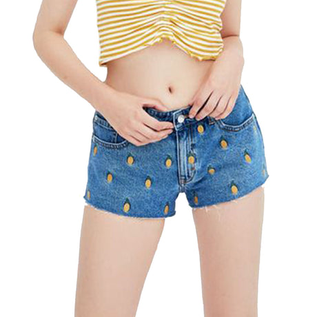 Image for Women's Printed Denim Short,Blue