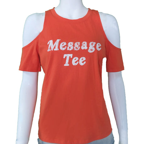 Image for Women's Cold Shoulder Cotton Top,Orange