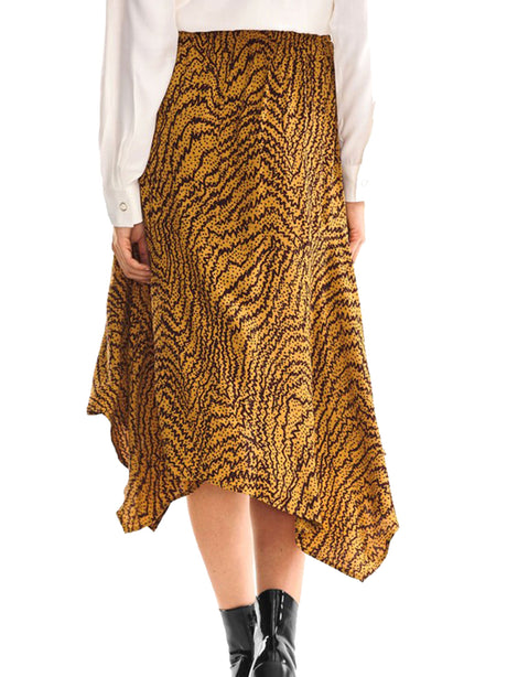 Image for Women's Printed Midi Skirt,Mustard/Brown