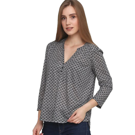 Image for Women's Patternd Printed Casual Top,Grey