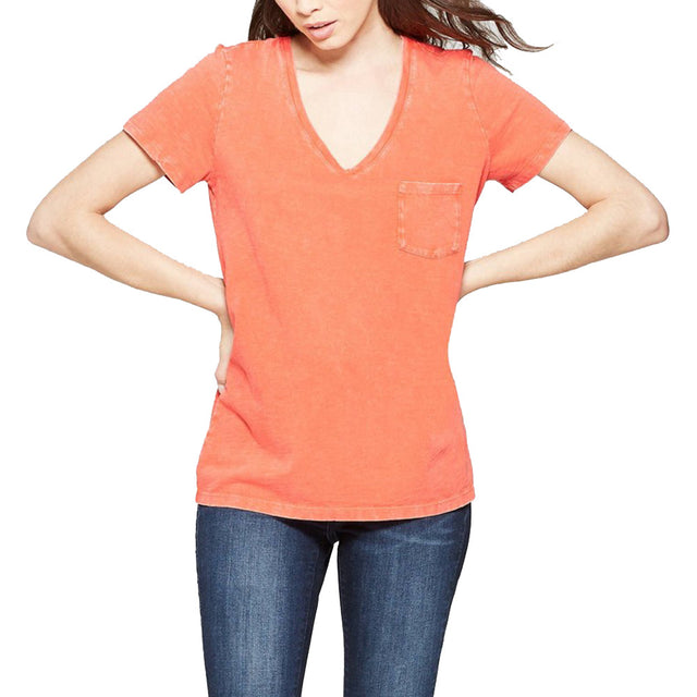 Image for Women's V-Neck Cotton Top,Orange