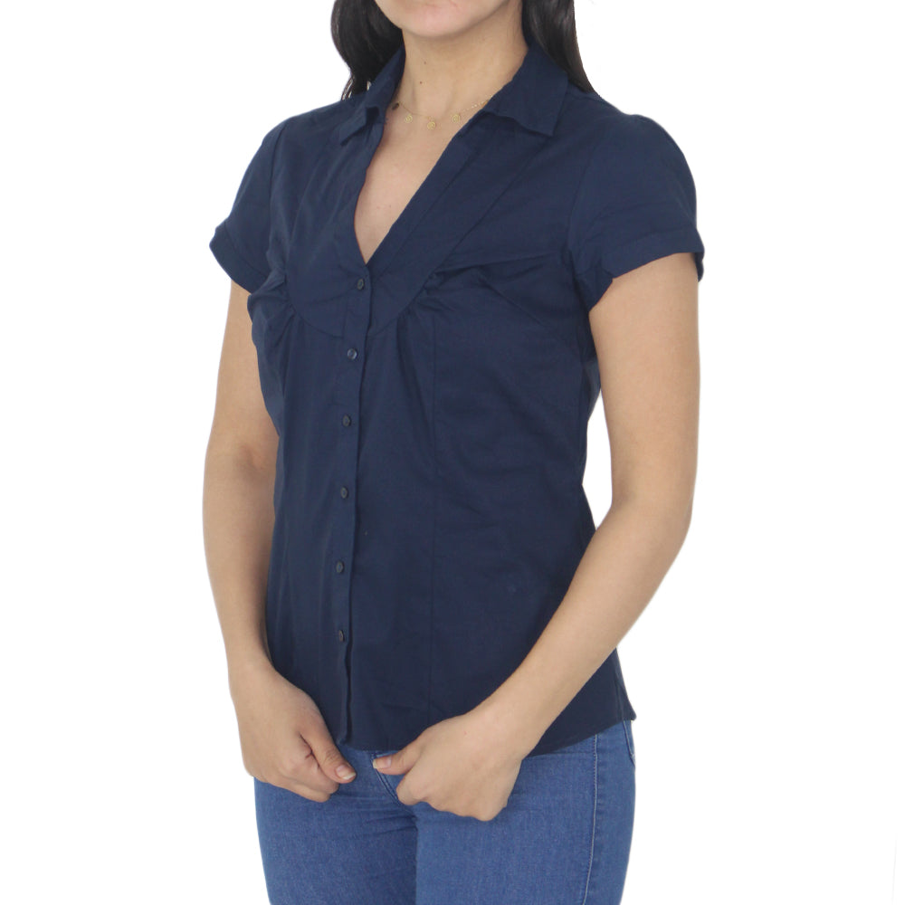 Image for Women's V-Neck Solid Shirt,Navy