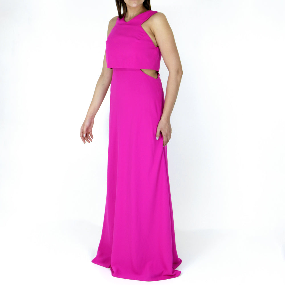 Image for Women's Ruffle V Neck Dress,Dark Pink