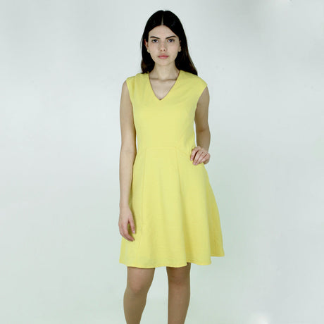 Image for Women's Textured Flare Dress,Yellow