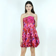 Image for Women's Printed Flare Party Dress,Dark Pink