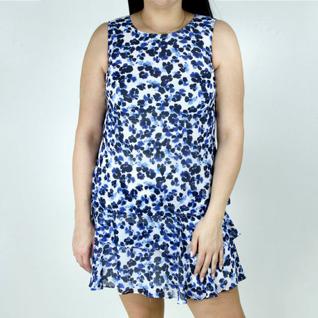 Image for Women's Printed Flare Dress,White/Blue