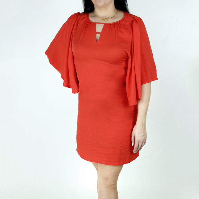 Image for Women's Keyhole-Neck Casual Dress,Red Orange