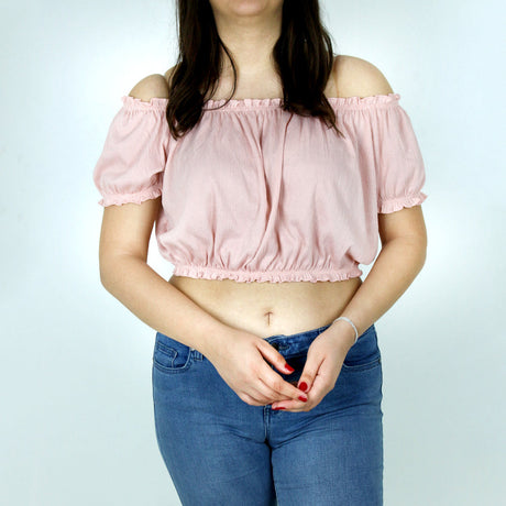 Image for Women's Off-Shoulder Crop Top,Pink