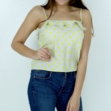 Image for Women's Polka Dot Top,Light Grey/Yellow