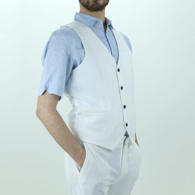 Image for Men's Plain Slim-Fit Suit Vest,White