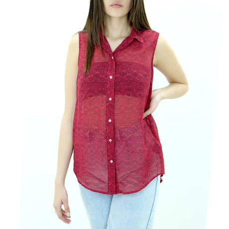 Image for Women's Printed Chiffon Top,Red
