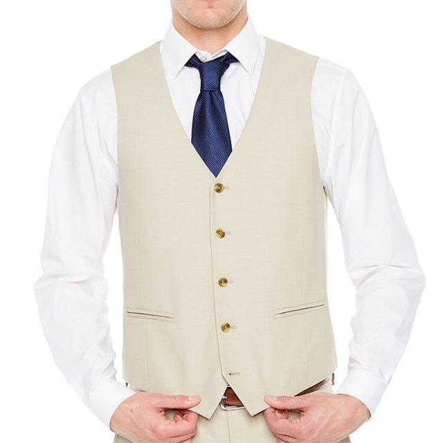 Image for Men's Slim Fit Stretch Suit Vest,Beige