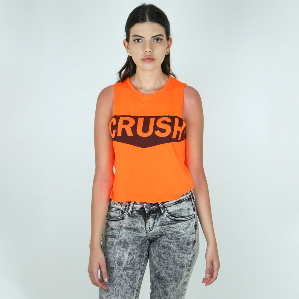 Image for Women's Graphic Crop Top,Orange