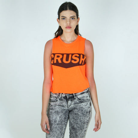 Image for Women's Graphic Crop Top,Orange