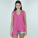 Image for Women's Asymmetric Chiffon Top,Pink