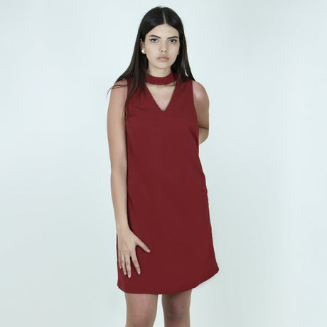 Image for Women's Keyhole-Neck Party Dress,Red