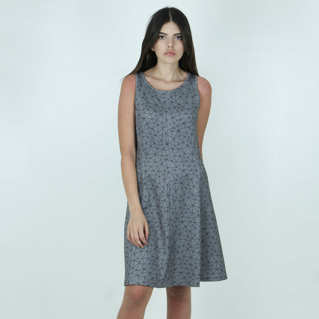 Image for Women's Printed Flare Dress,Grey