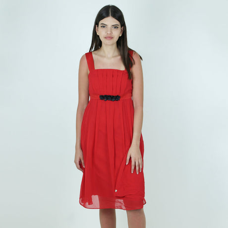 Image for Women's Chiffon Flare Party Dress,Red