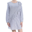 Image for Women's Striped Ruffled Shirt Dress,Grey/White