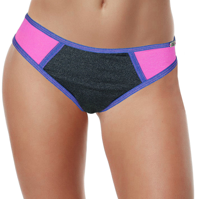 Image for Women's BlockColor Bikini Bottom,Grey/Pink