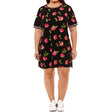 Image for Women's Elbow Sleeve Floral Shift Dress,Black