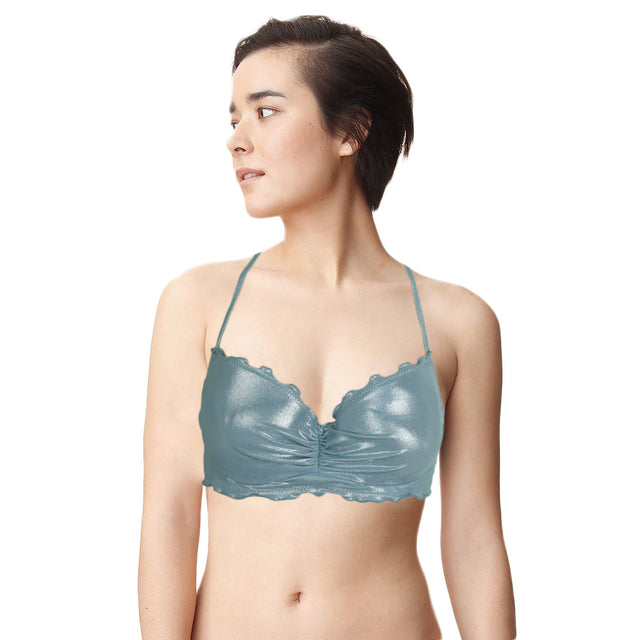 Image for Women's Metallic Bikini Top,Silver