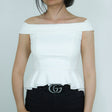 Image for Women's Asymmetric Ruffled Top,White