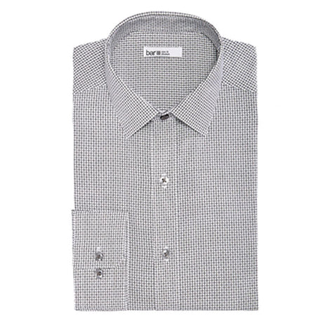 Image for Men's Square Dobby Button Up Dress Shirt,WHITE/BLACK