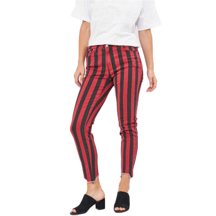 Red striped hot sale jeans womens