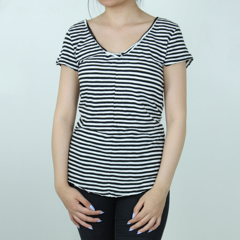 Image for Women's Striped Casual Top,White/Black