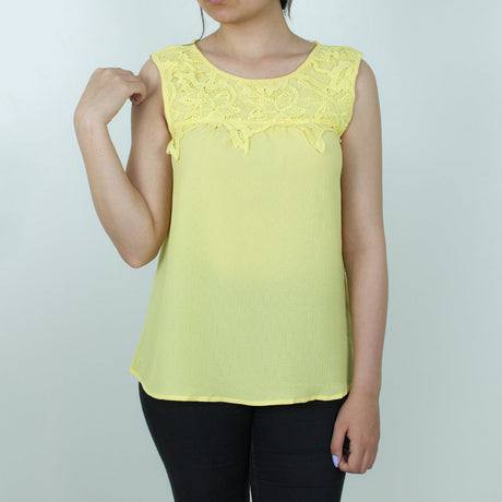 Image for Women's Crochet-Neck Casual Top,Yellow