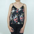 Image for Women's Satin Floral Casual Top,Black