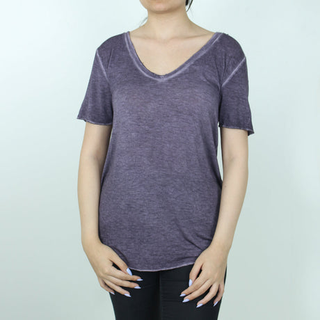 Image for Women's V-Neck Washed Top,Purple