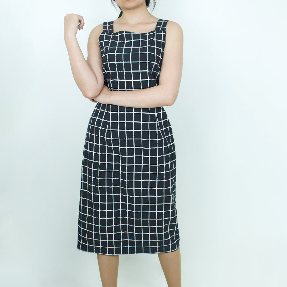 Women'a A-Line Plaid Dress,White/Black All Brands Factory Outlet Women'a A-Line Plaid Dress,White/Black All Brands Factory Outlet