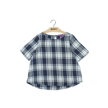 Image for Kids Girl Plaid Casual Top,White/Navy