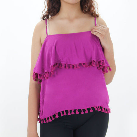 Image for Women's POM-POM-Trim Casual Top,Purple