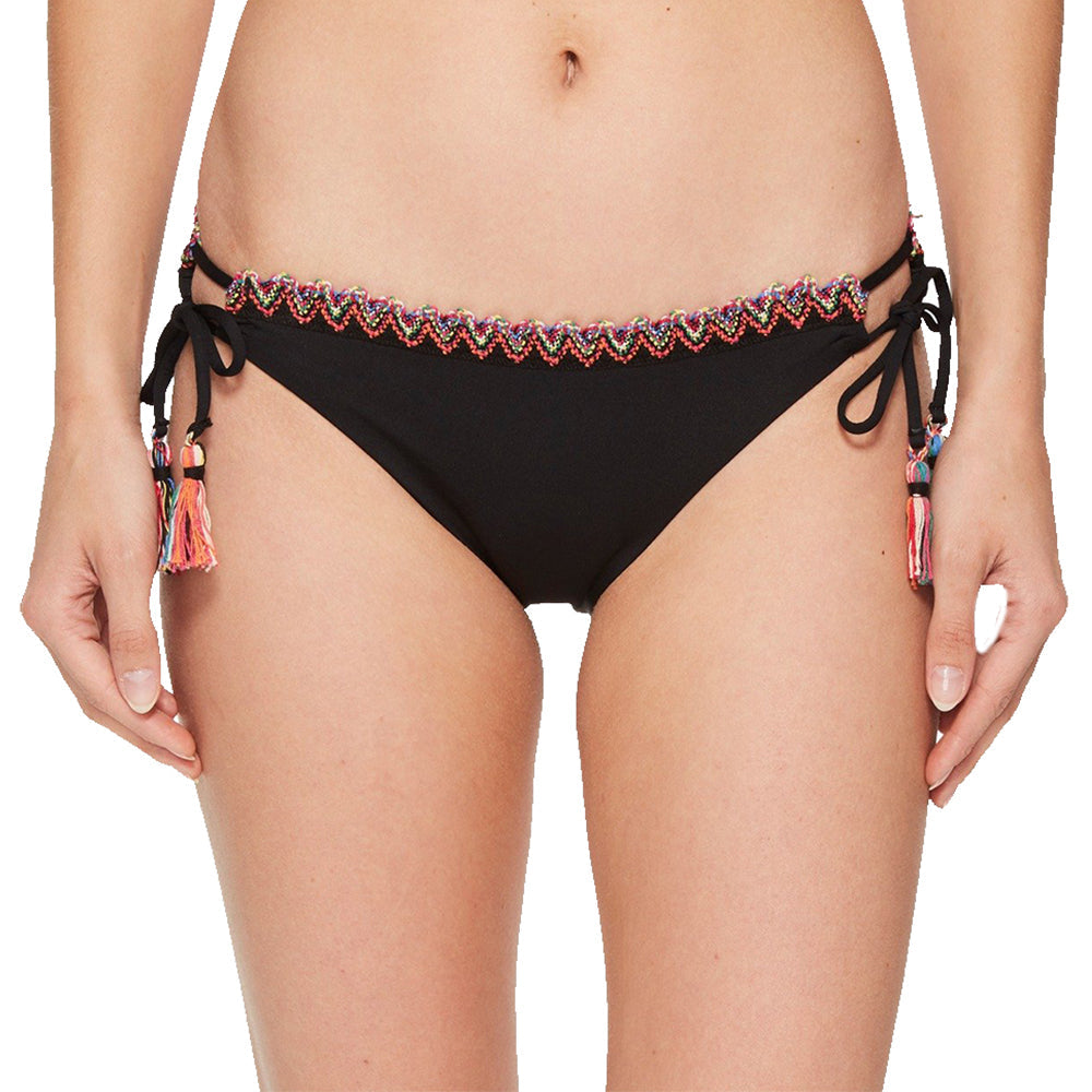 Image for Women's Embroidered Cheeky Bikini Bottom,Black