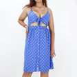 Image for Women's Tie-Front Polka Dot Dress,White/Blue