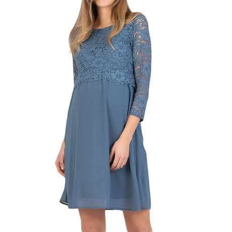 Image for Women's Lace Chiffon Dress,Petrol