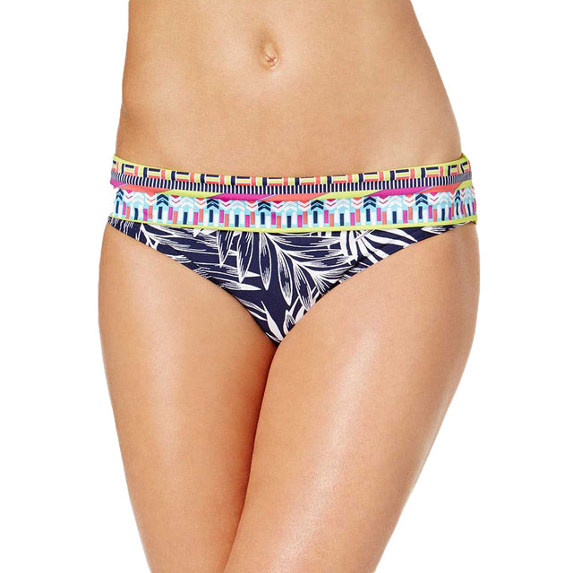 Image for Women's Printed Leaves Plant Bikini Bottom,Navy