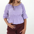 Image for Women's Smocked Gingham Top,Purple