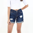 Image for Women's Ripped Denim Short,Navy